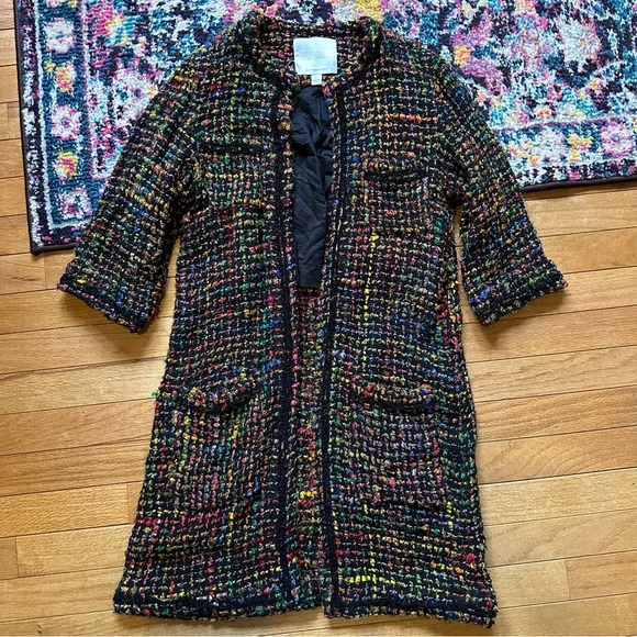 Anthropologie Ett:twa Rainbow Tweed Berwyn Jacket Silk Blend Womens XS Petite - Picture 12 of 12